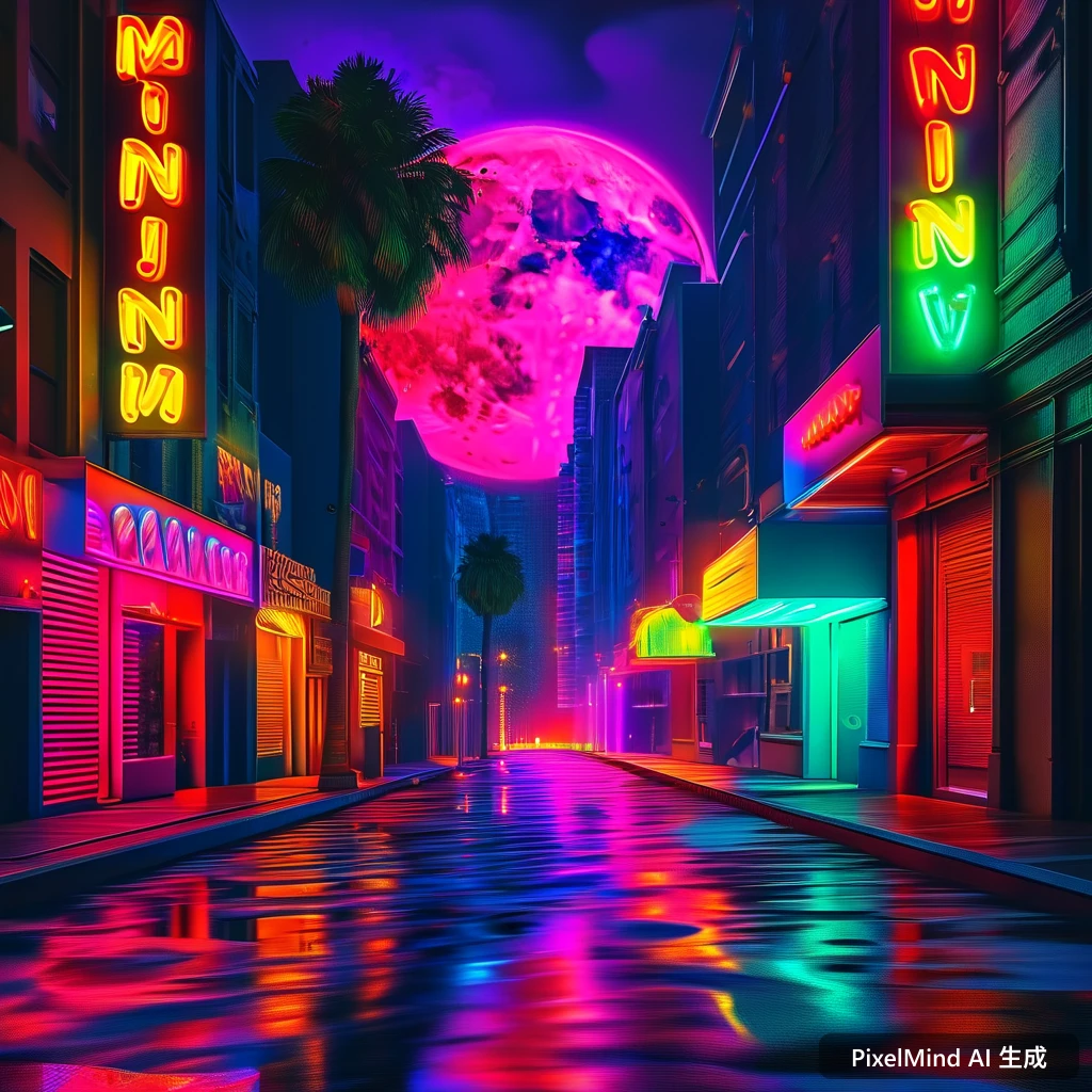 Neon Glow AI art: 波普艺术风格的城市拼贴